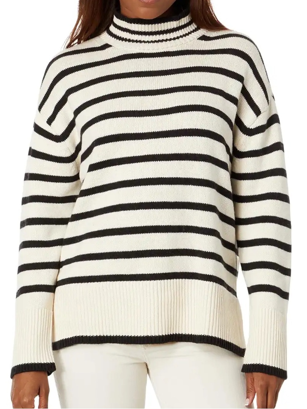 Lucky Brand mock neck striped sweater size XS cashmere blend